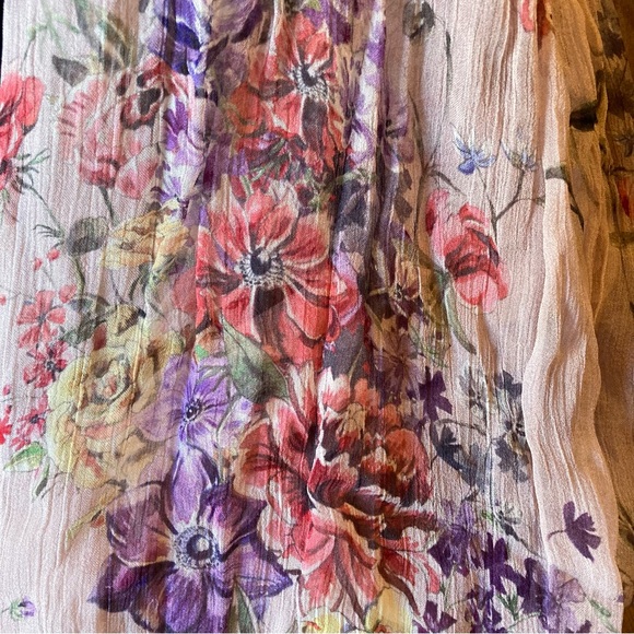 H&M Pink Purple Floral Print Long Sleeve Viscose Midi Maxi Bohemian Dress - Picture 3 of 5